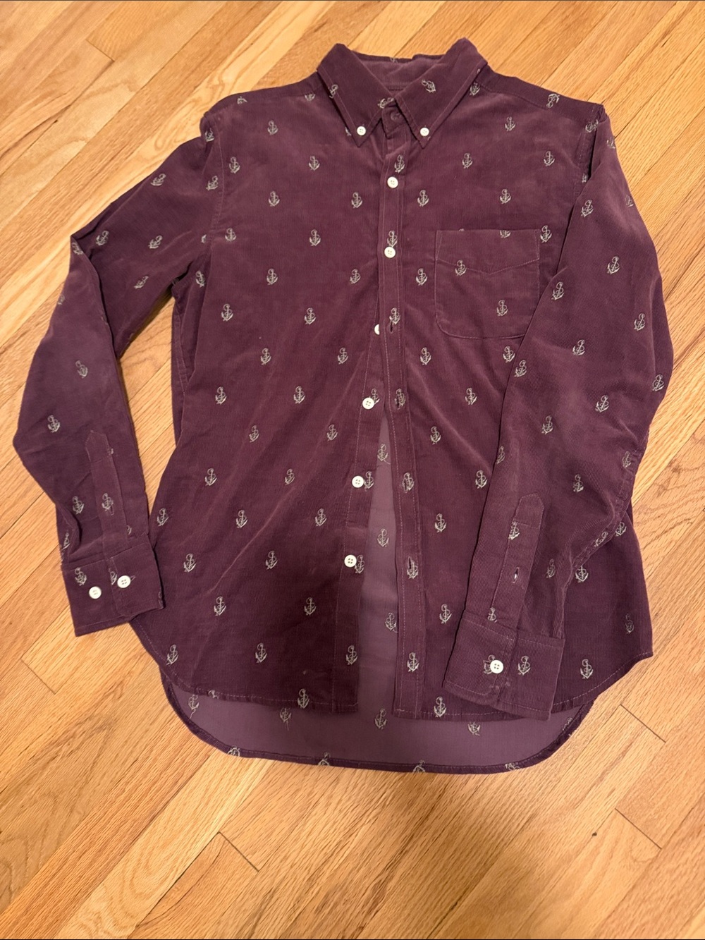 Altru Button-Down Shirt with Anchor Embroidery - Deep Plum